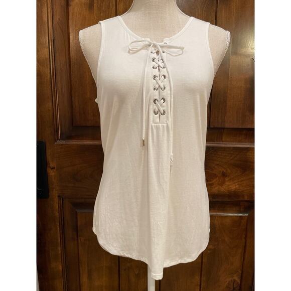 White House Black Market Bundle (2) of Blk/Wht Tie Tanks w/ Silver detail Medium - Picture 12 of 13